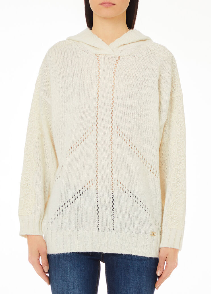 Pullover aus Wollgemisch mit Kapuze weiß Liu Jo - medium Pullover aus Wollgemisch mit Kapuze weiß Liu Jo - medium