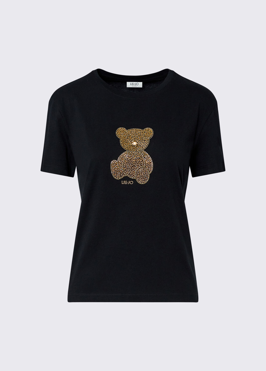T-shirt with jewel embellishments black/teddy bear Liu Jo - large image number 6