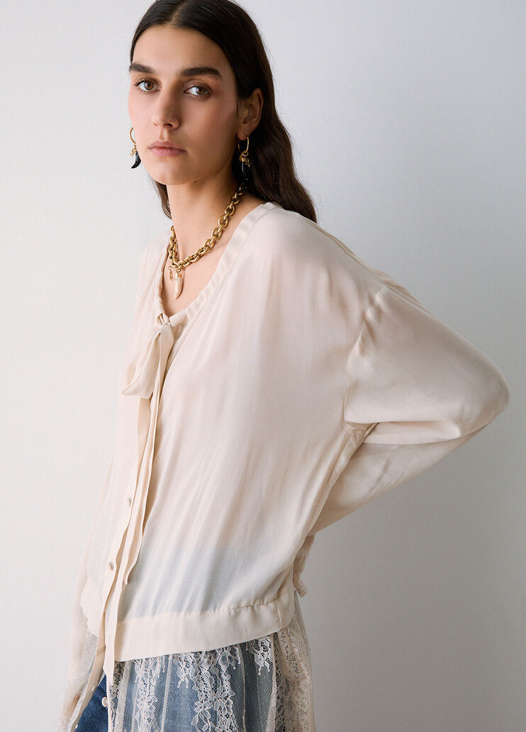 Long Shirt with Lace Details white Liu Jo - medium