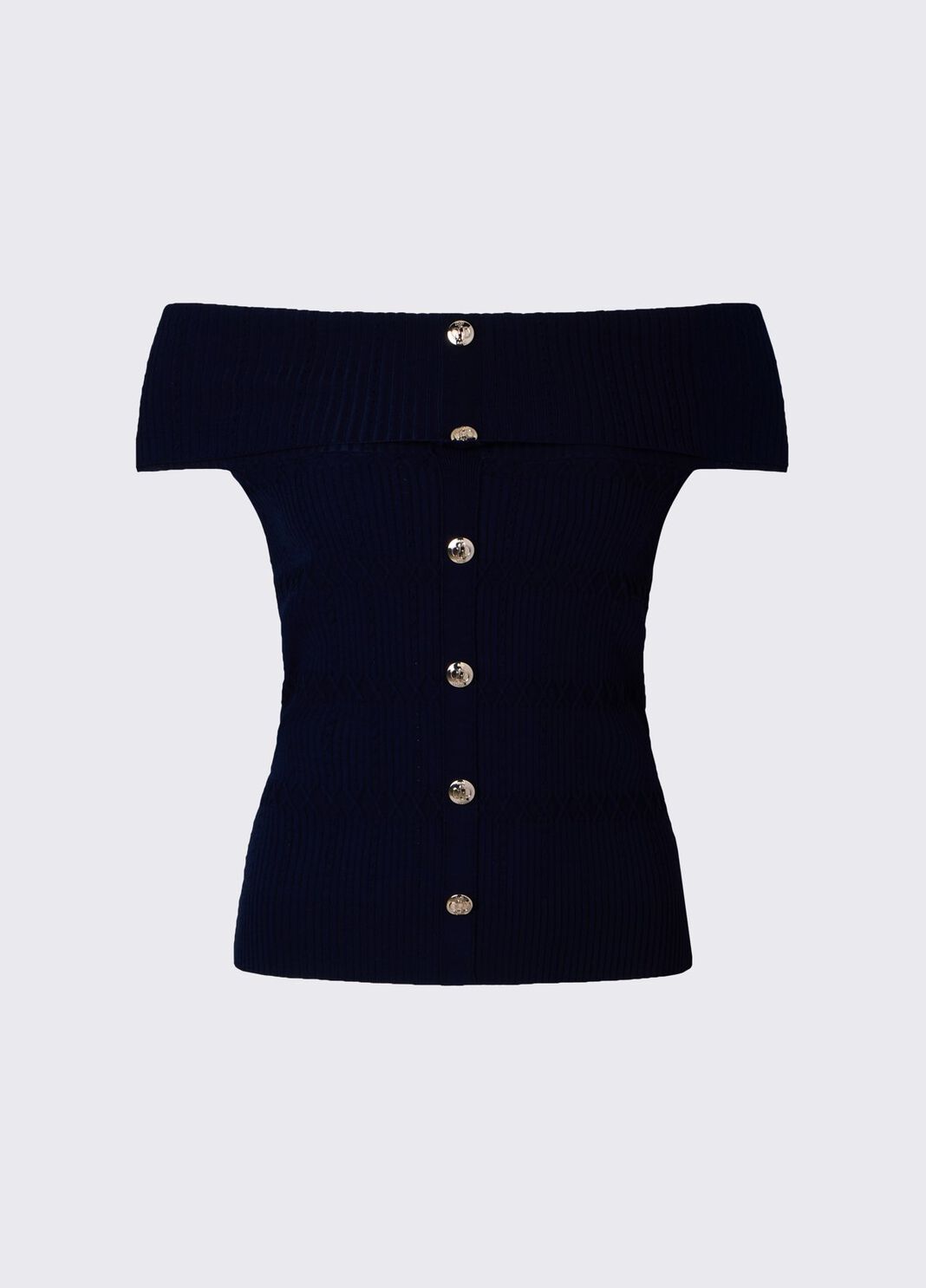 Top bardot in maglia blu scuro Liu Jo - large image number 6