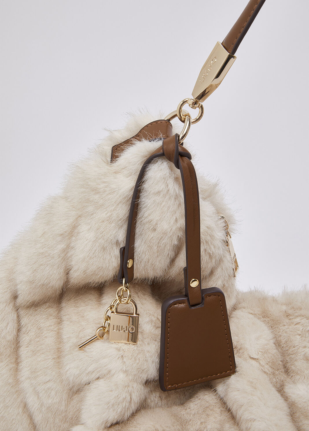 Large bag in faux fur cream Liu Jo - large image number 3