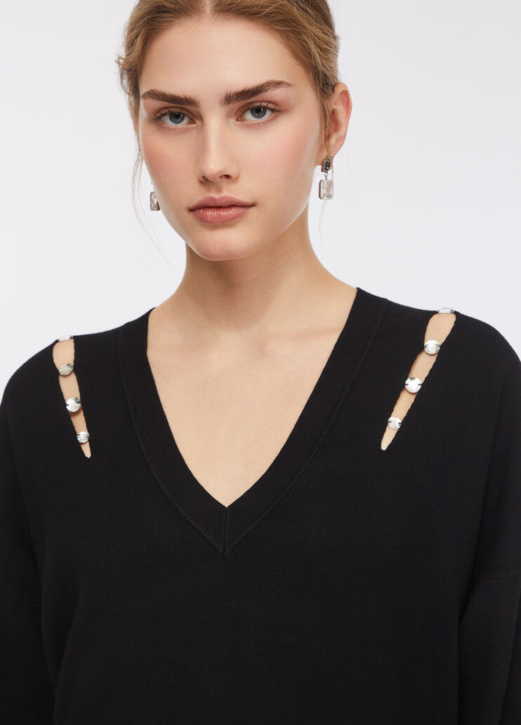 Jersey con pedrería negro Liu Jo - medium