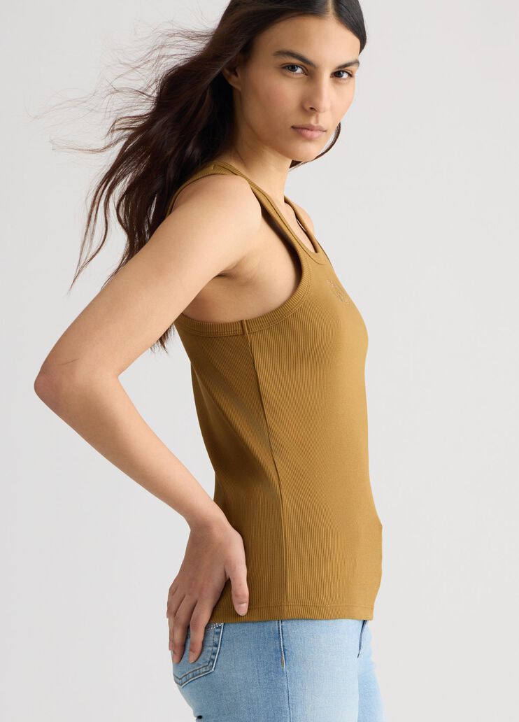 Cotton top with logo caramel Liu Jo - large image number 3 Cotton top with logo caramel Liu Jo - large image number 3