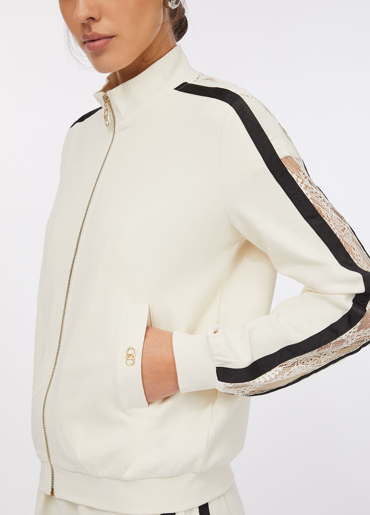 Cotton sweatshirt with lace white Liu Jo - large image number 3