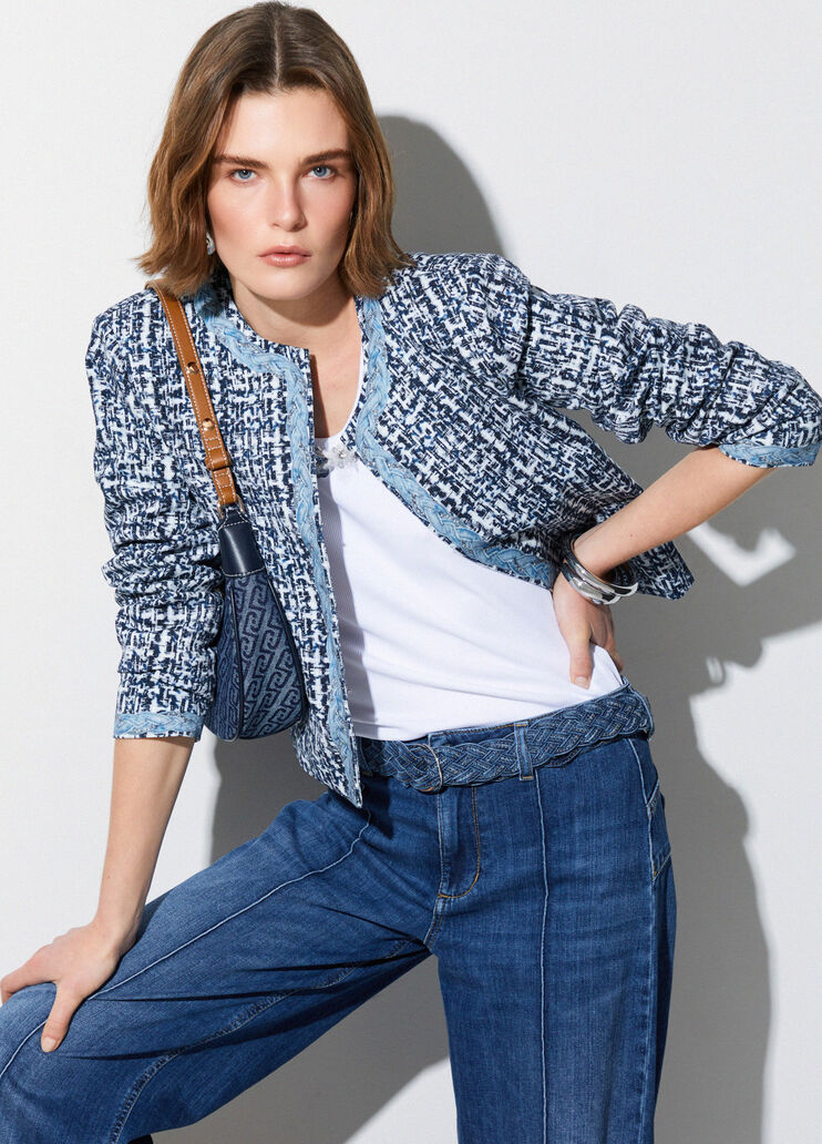 Jacket with digital boucl&eacute;-effect print blue Liu Jo - medium
