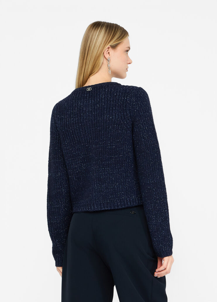 Alpaca and wool blend cardigan dark blue Liu Jo - large image number 1