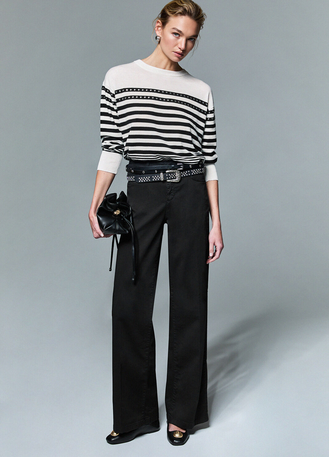 Wool jumper with studs black and white Liu Jo - large image number 3