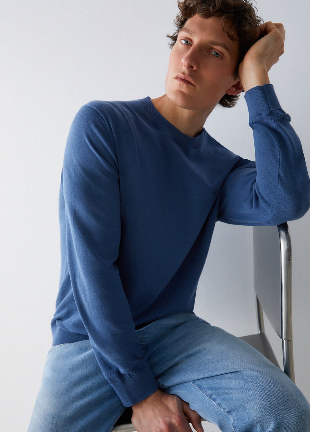 Cotton crepe pullover blue Liu Jo - large image number 3