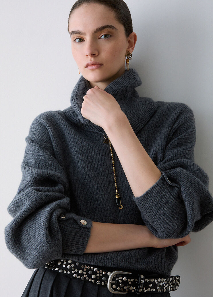 Turtleneck sweater in pure wool grey m&eacute;lange Liu Jo - medium