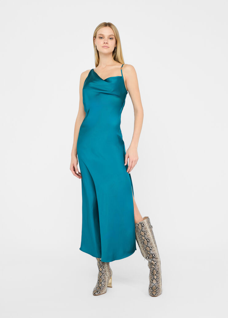 Dressy satin dress peacock green Liu Jo - large image number 5 Dressy satin dress peacock green Liu Jo - large image number 5