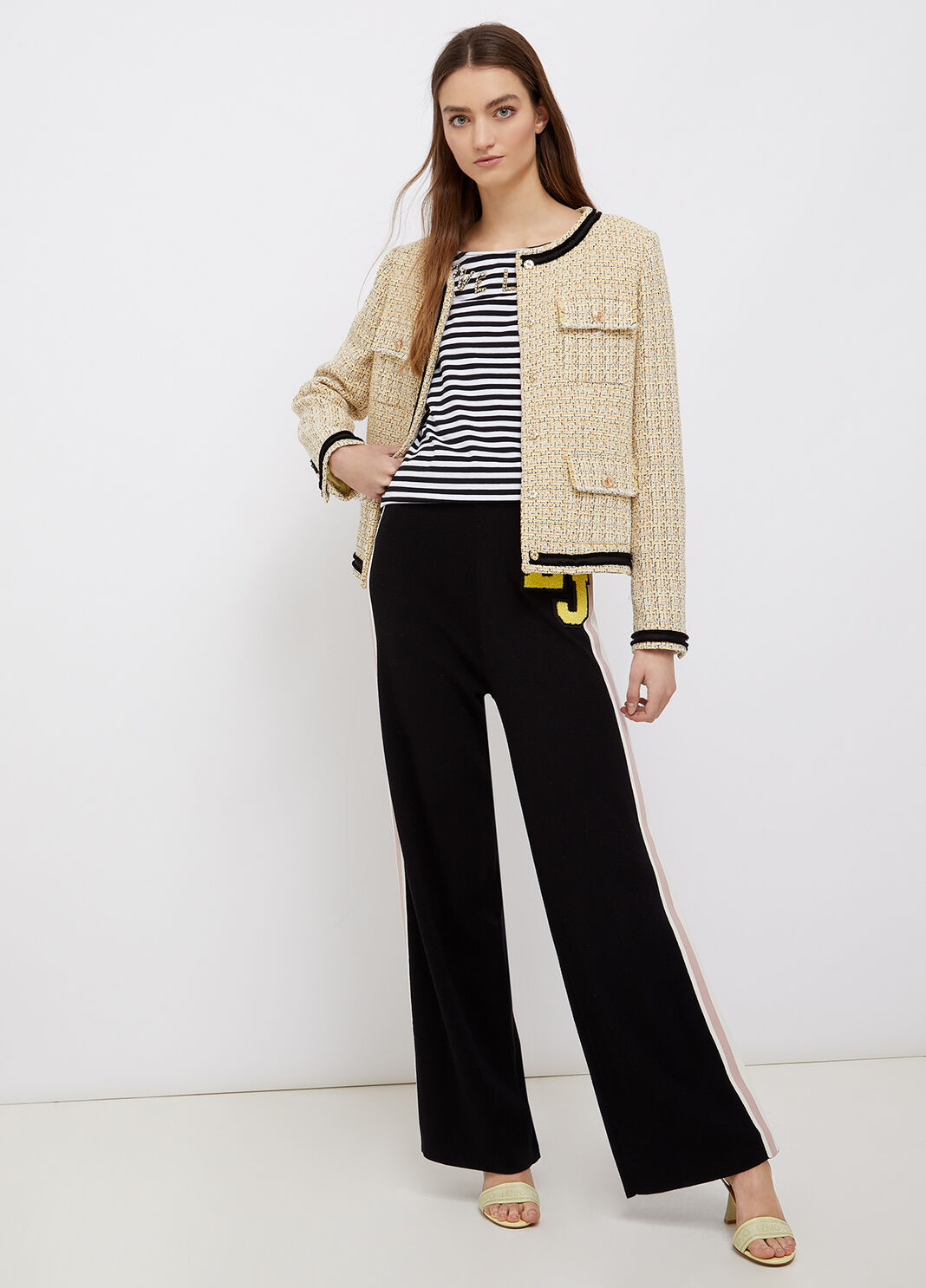 Striped t-shirt with jewel embroidery white/black Liu Jo - large image number 3