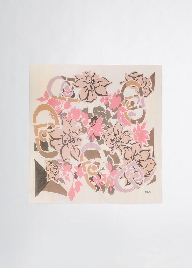 Lurex® foulard with floral print cream Liu Jo - large image number 2 Lurex® foulard with floral print cream Liu Jo - large image number 2