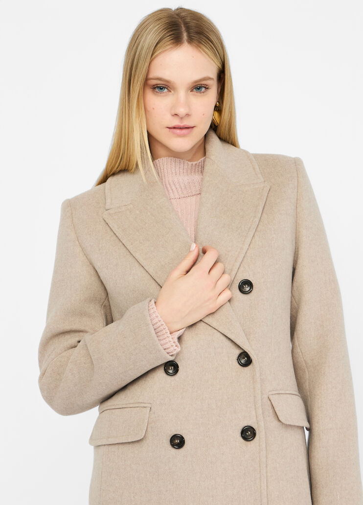 Double-breasted wool coat beige Liu Jo - large image number 2 Double-breasted wool coat beige Liu Jo - large image number 2