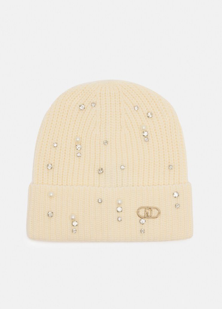 Hat with gemstones and beads white wool Liu Jo - medium Hat with gemstones and beads white wool Liu Jo - medium