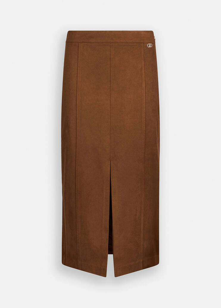 Midi skirt with slit caramel Liu Jo - large image number 6 Midi skirt with slit caramel Liu Jo - large image number 6
