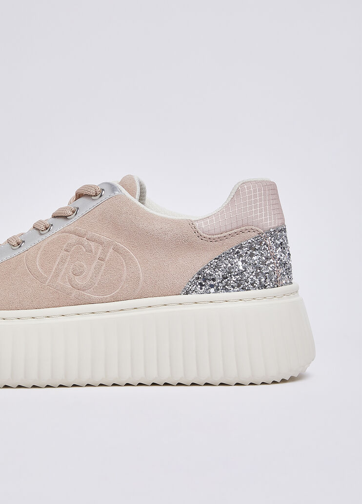 Sneakers in suede con maxi logo rosa Liu Jo - medium