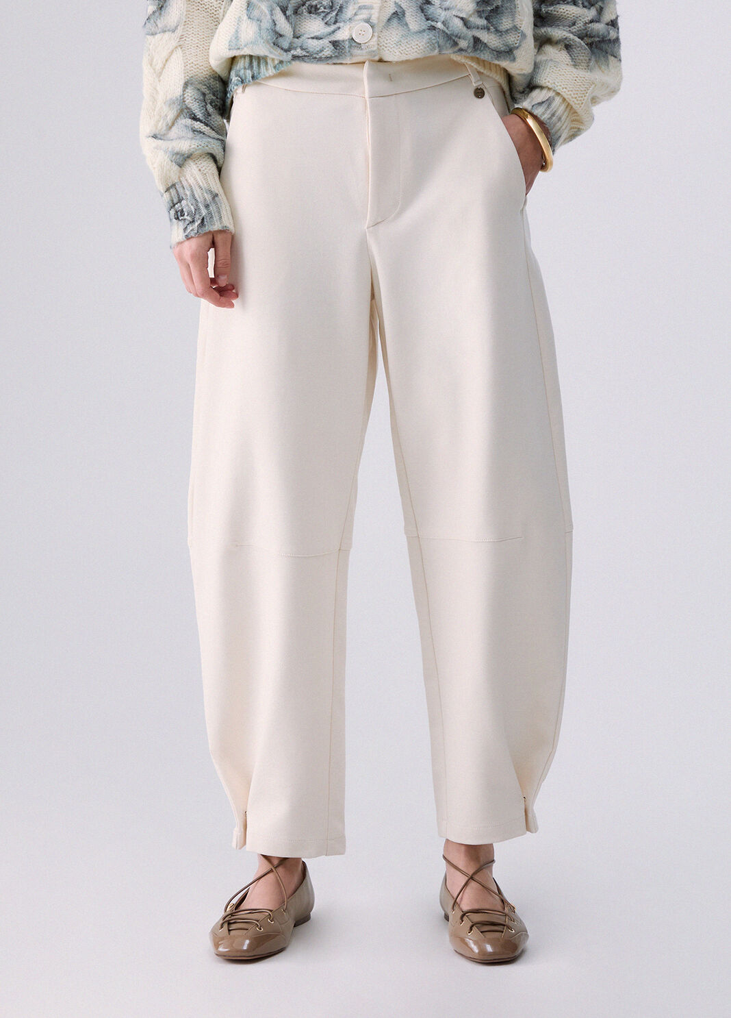 Balloon pants in punto milano white Liu Jo - large image number 0