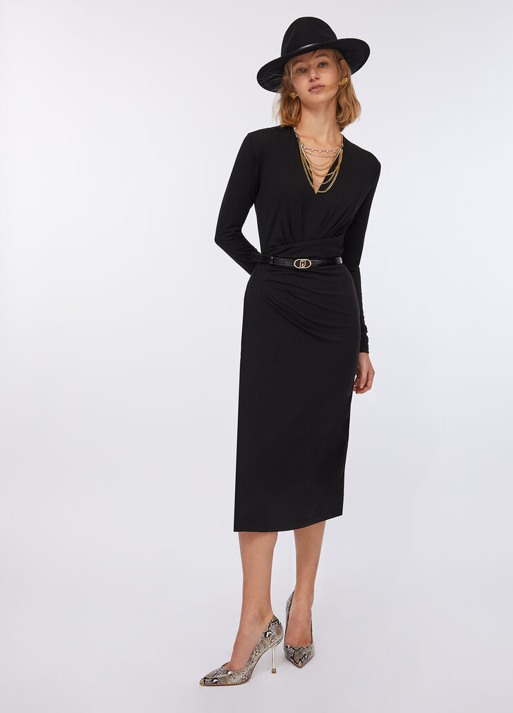 Robe longue avec fronces noir Liu Jo - large image number 5 Robe longue avec fronces noir Liu Jo - large image number 5
