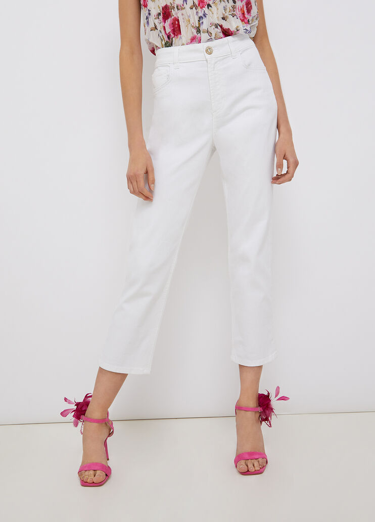 Eco-friendly high-rise jeans optical white Liu Jo - large image number 0 Eco-friendly high-rise jeans optical white Liu Jo - large image number 0