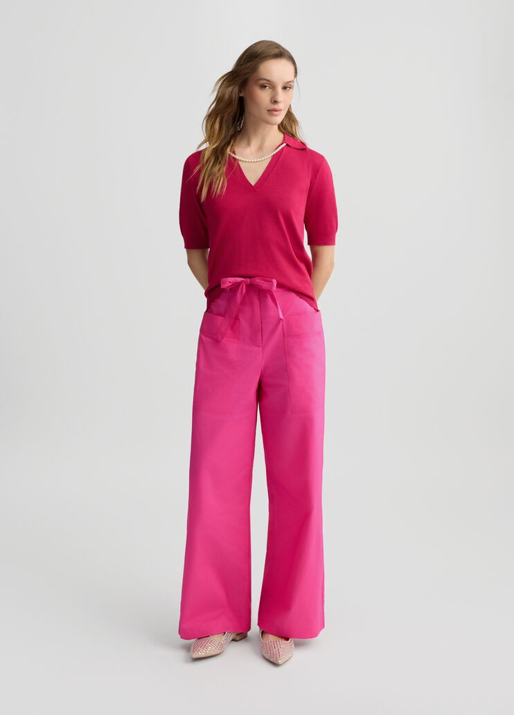 Pink poplin trousers pink Liu Jo - large image number 5 Pink poplin trousers pink Liu Jo - large image number 5