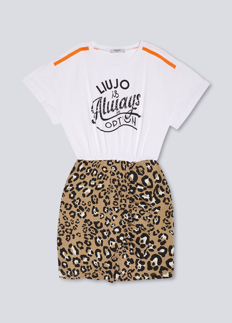 Платье с анималистическим принтом на юбке белый/леопардовый принт Liu Jo - large image number 0