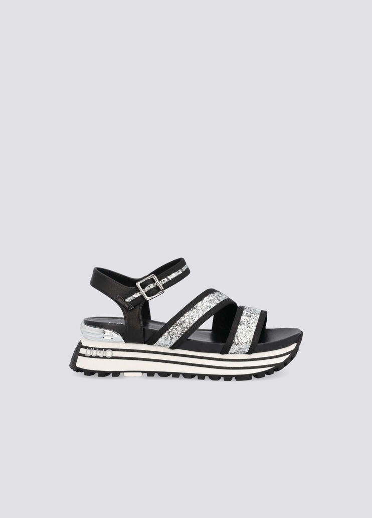 Platform sandals with glitter silver/black Liu Jo - large image number 0