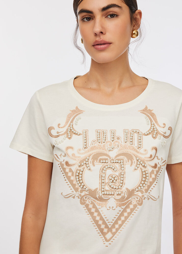 Cotton T-shirt white/print Liu Jo - large image number 3