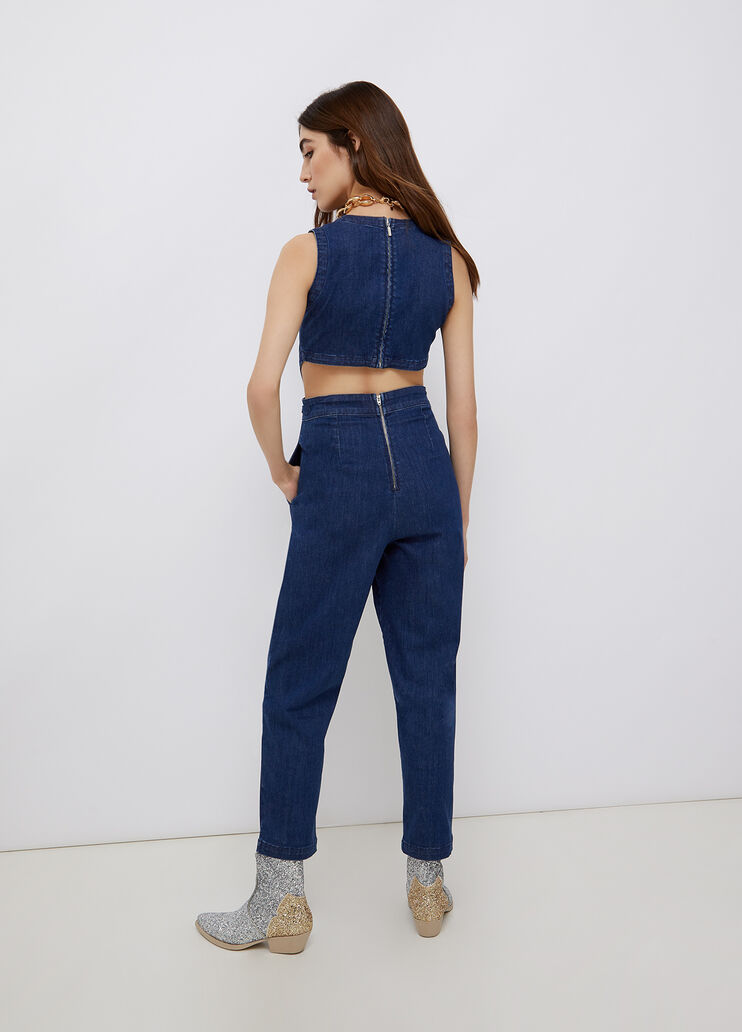 Long denim jumpsuit with cut out blue denim Liu Jo - large image number 1