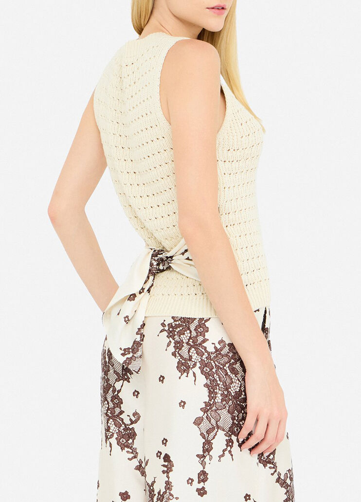 Top con detalles de sarga estampada beige Liu Jo - medium