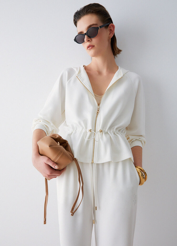 Hoodie aus Scuba mit Rei&szlig;verschluss Milchwei&szlig; Liu Jo - medium