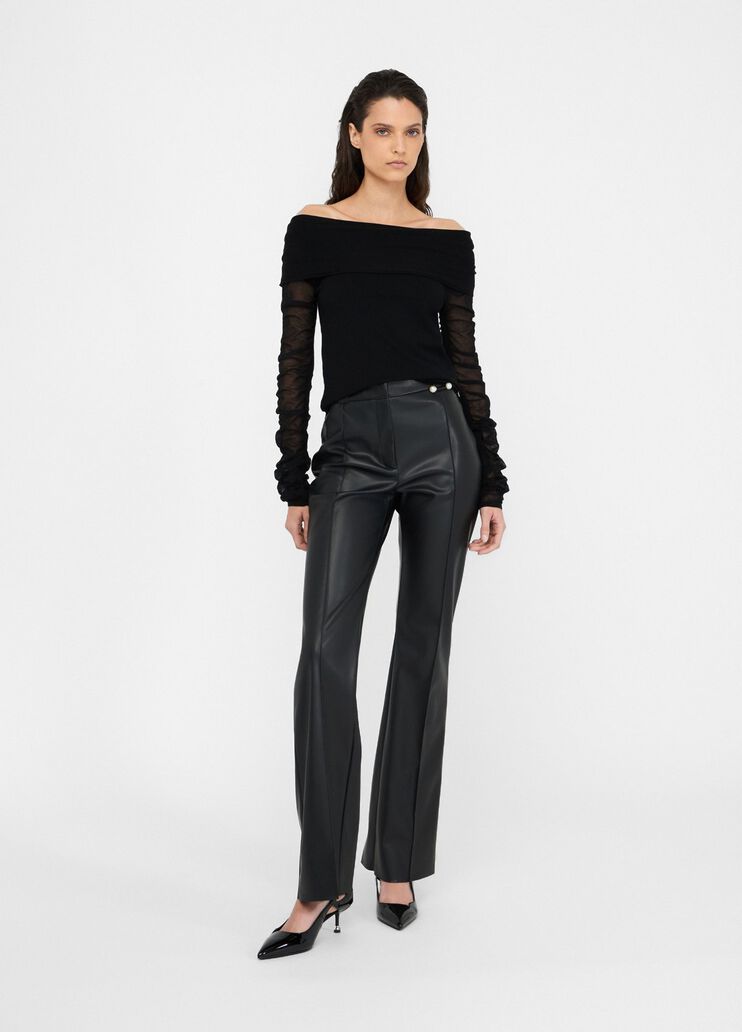 Pantalón acampanado de tejido revestido negro Liu Jo - medium Pantalón acampanado de tejido revestido negro Liu Jo - medium