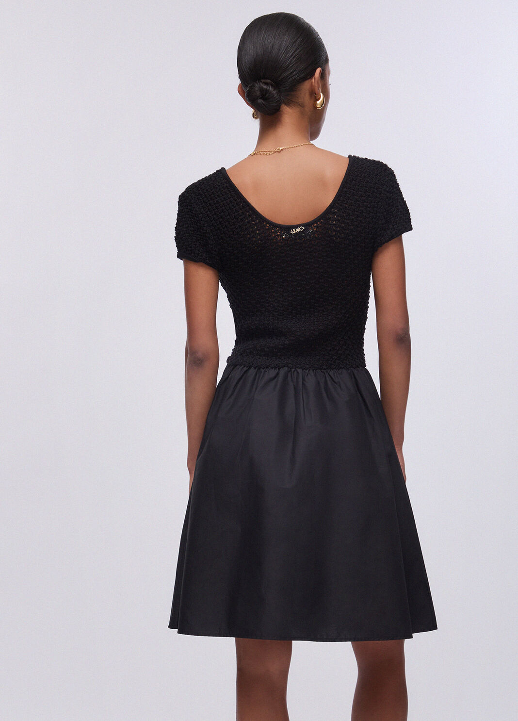 Kurzes Kleid mit Einsatz aus Popeline Schwarz Liu Jo - large image number 1