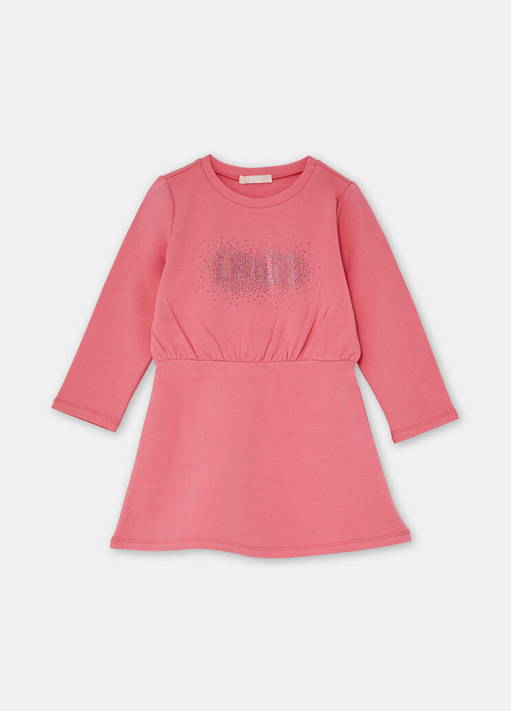 Sweatshirt dress with logo and rhinestones Camellia pink Liu Jo - large image number 2