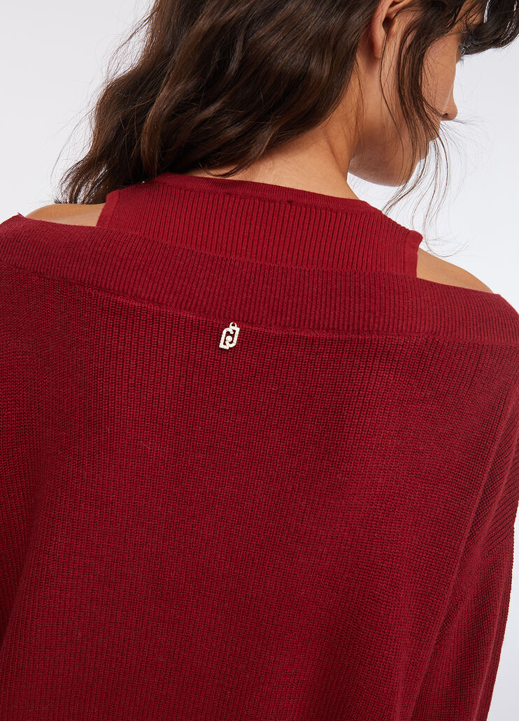 Jumper with bejewelled embroidery red Liu Jo - large image number 3 Jumper with bejewelled embroidery red Liu Jo - large image number 3
