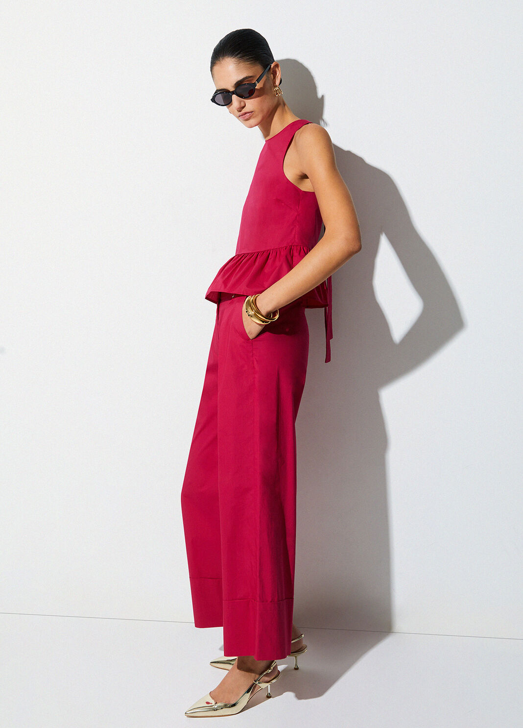 Pantaloni flare in popeline rosso Liu Jo - large image number 2