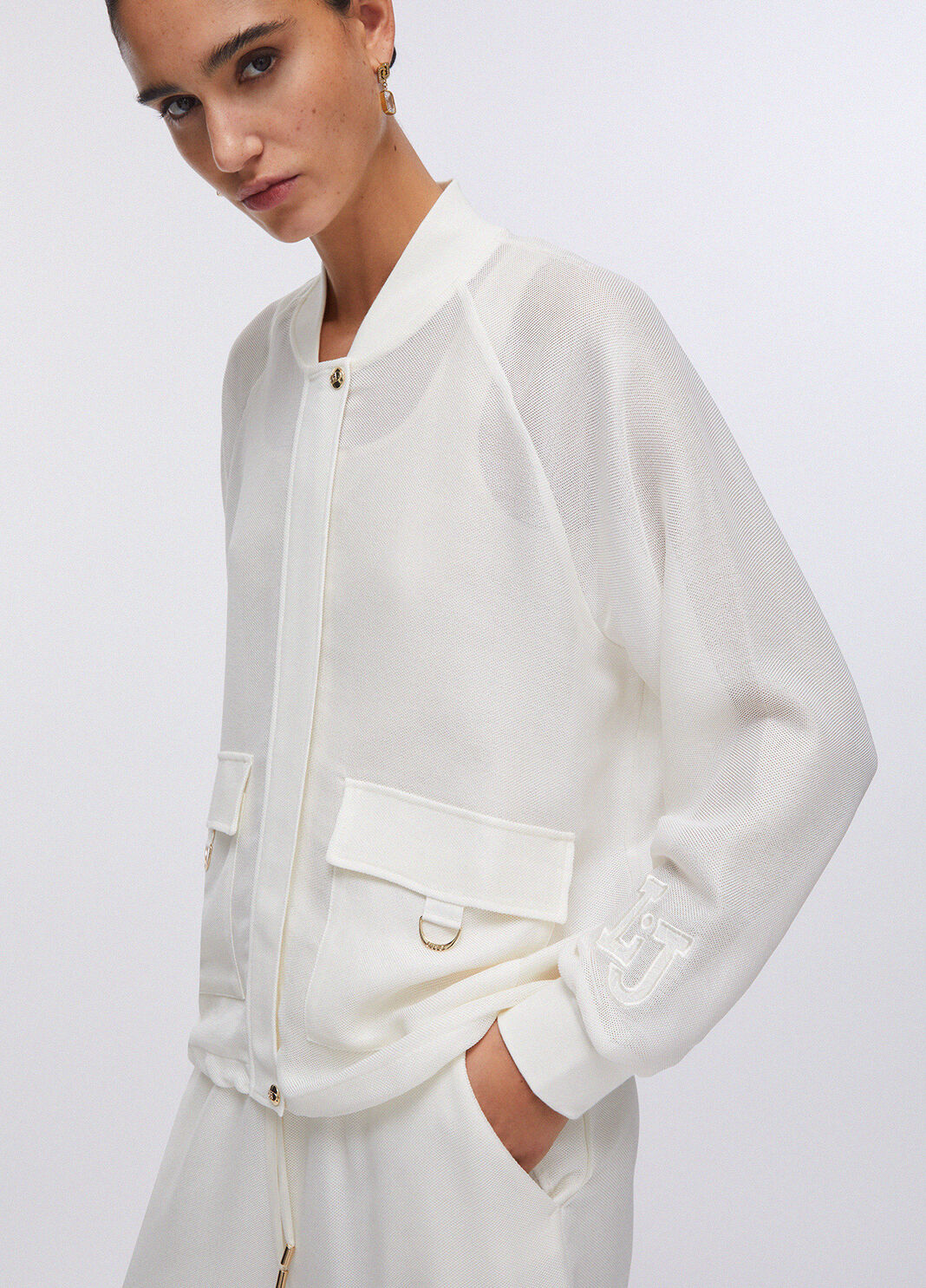 Mesh bomber jacket milky white Liu Jo - large image number 4