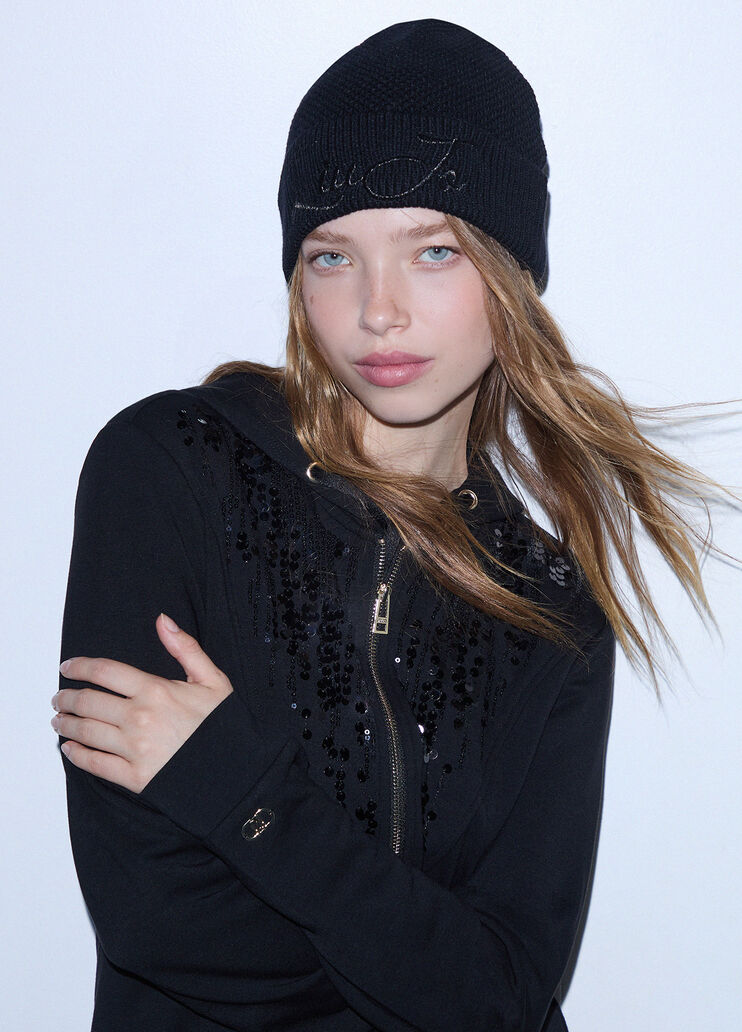 Knitted hat with logo black Liu Jo - medium