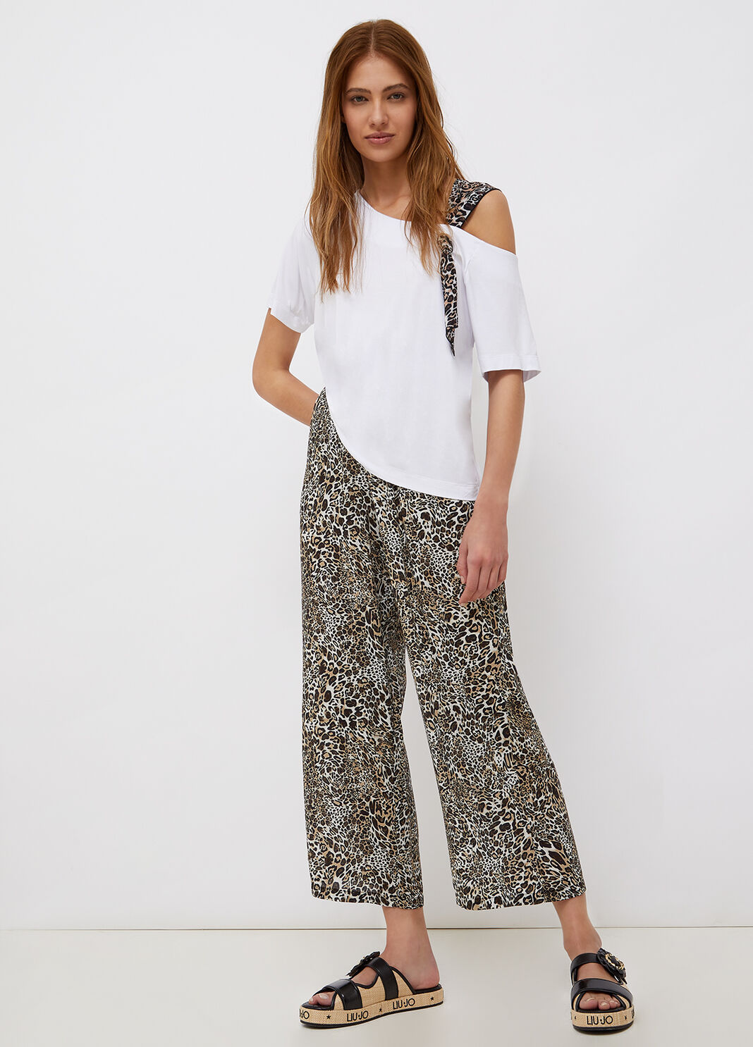 T-shirt with animal-print ribbon white/animal-print Liu Jo - large image number 3