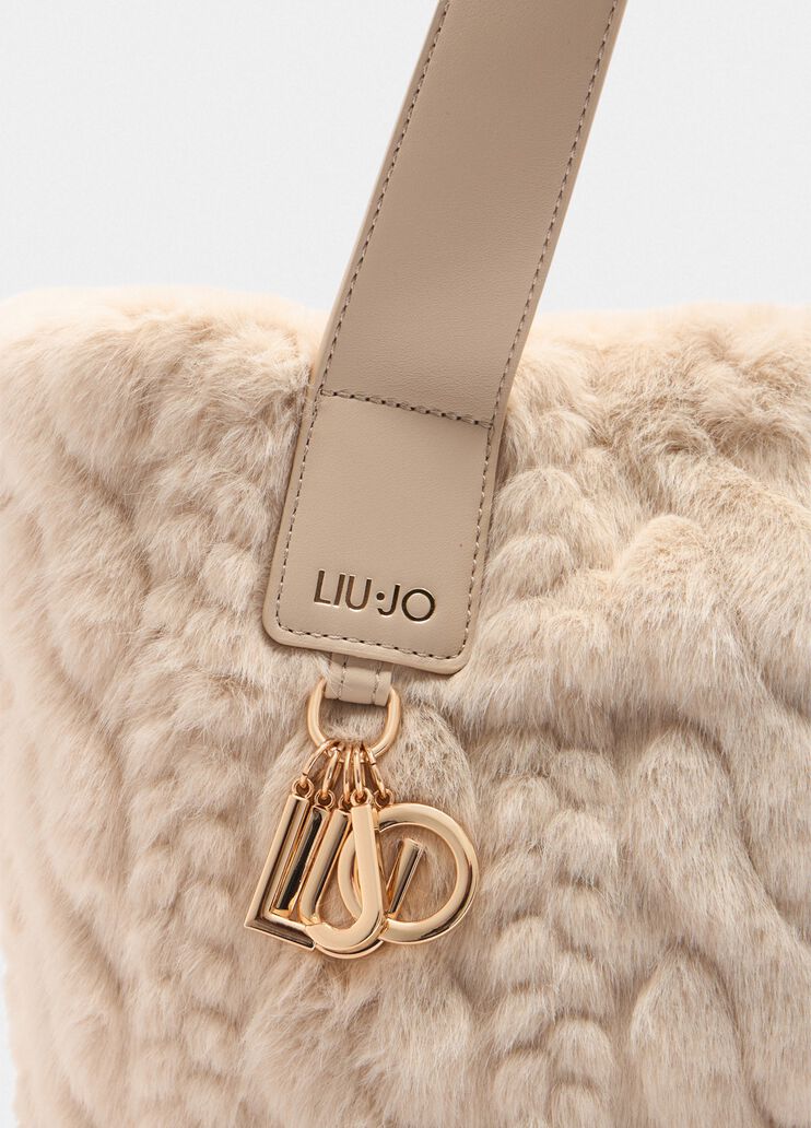 Large faux fur hobo bag beige Liu Jo - large image number 4