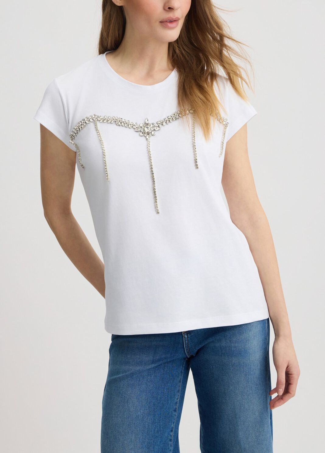 T-shirt with rhinestones white Liu Jo - large image number 0