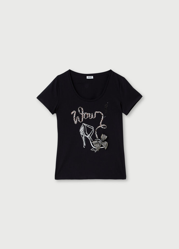 T-shirt with print and appliqués Black Liu Jo - large image number 4