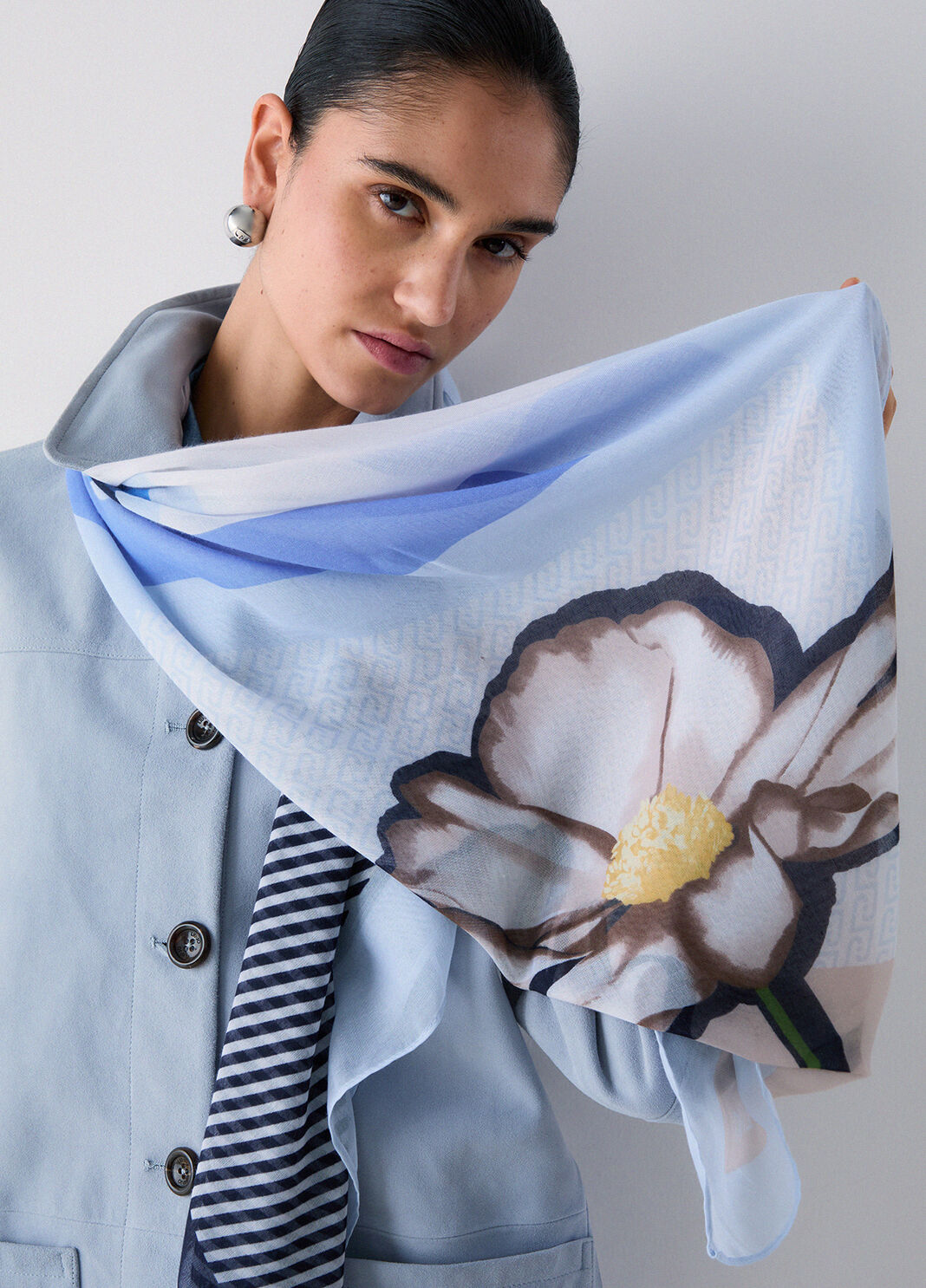 Foulard grande colorblock azzurro Liu Jo - large image number 0