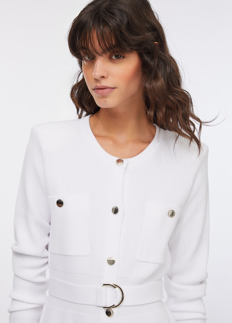 Knit dress with shoulder pads white wool Liu Jo - large image number 4
