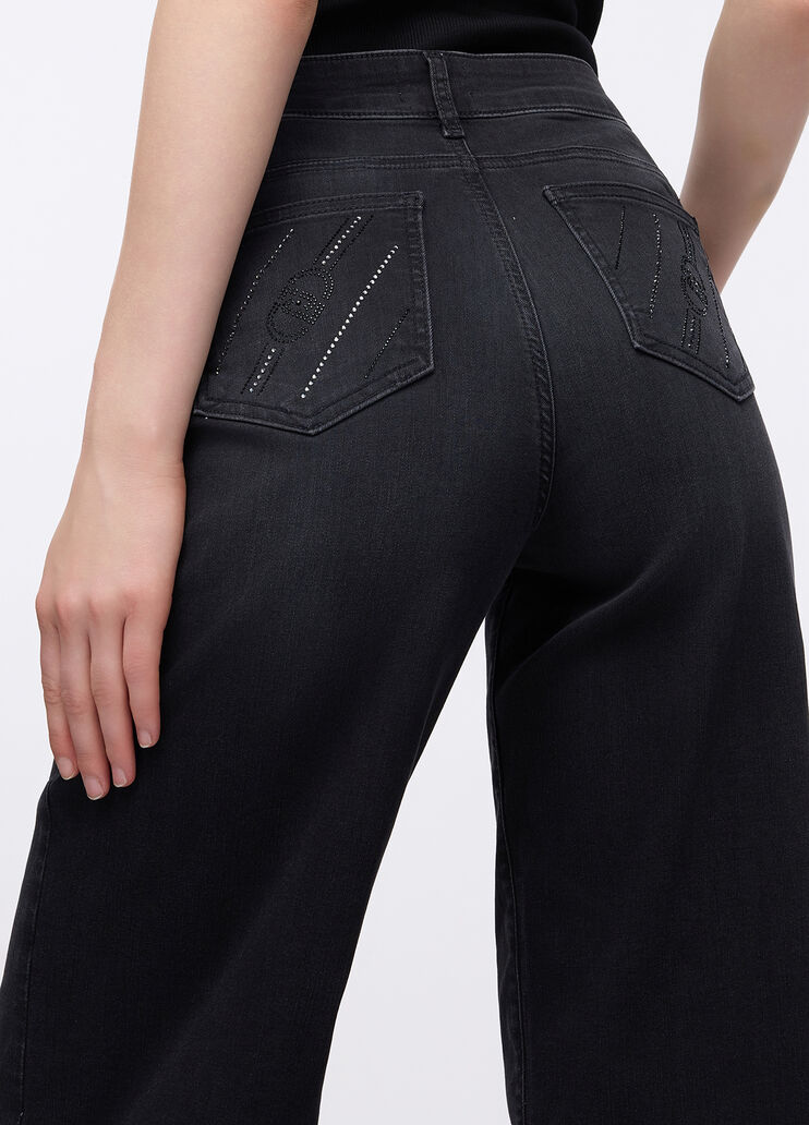 Straight-Jeans mit hohem Bund Schwarz Liu Jo - medium