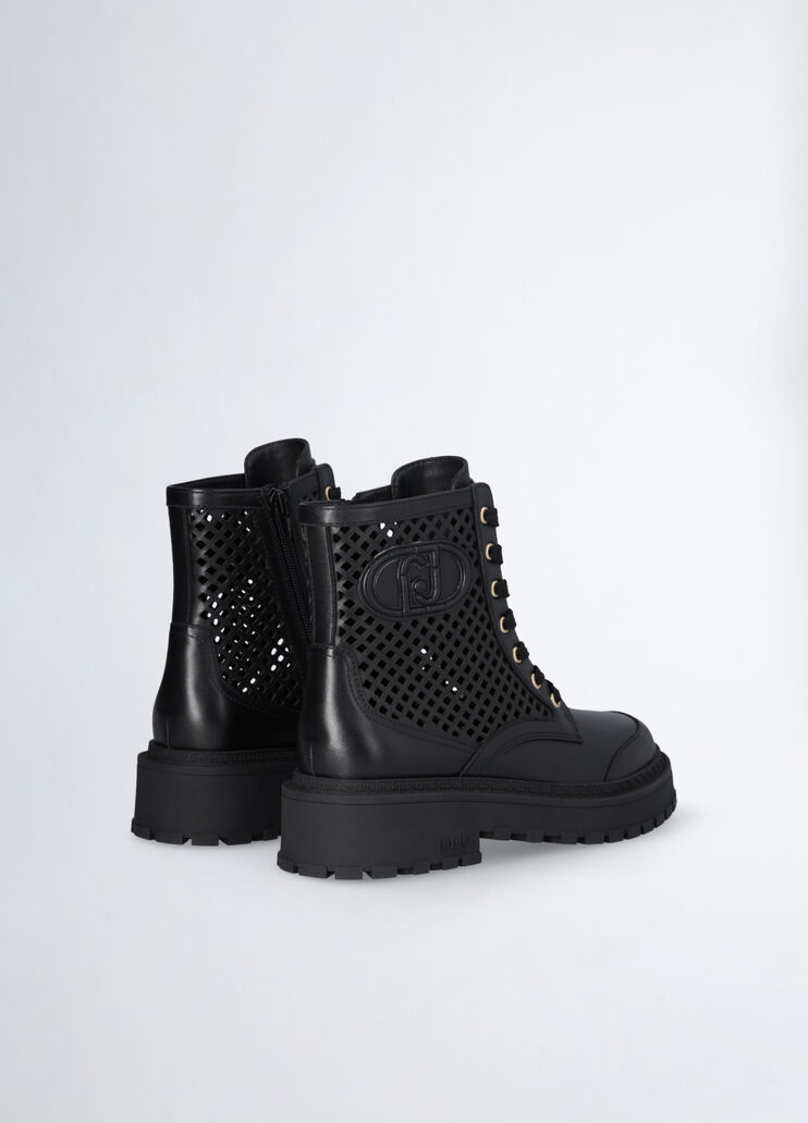 Perforated leather combat boots black Liu Jo - large image number 3 Perforated leather combat boots black Liu Jo - large image number 3
