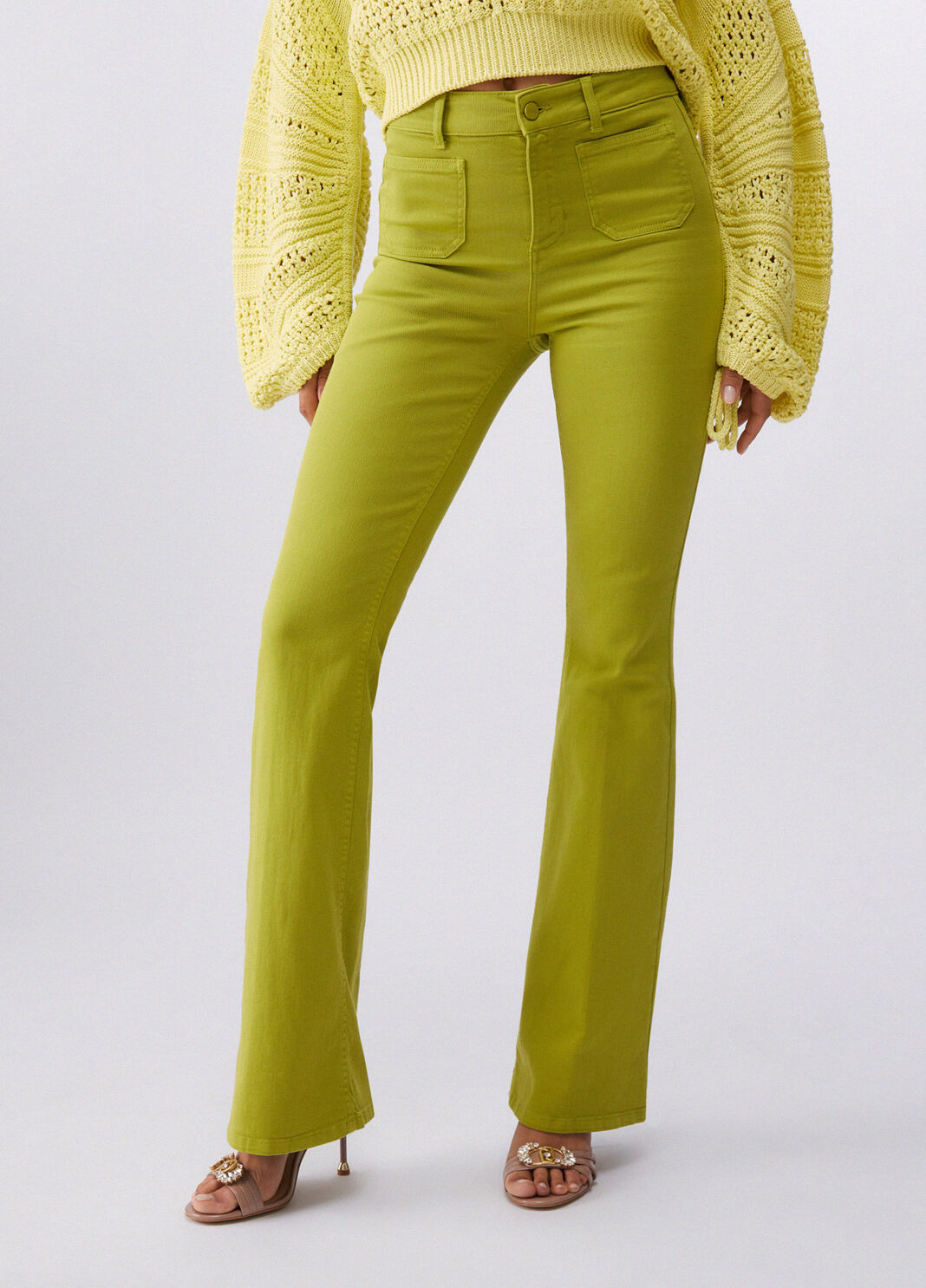 Pantaloni bootcut a vita alta verde lime Liu Jo - large image number 0