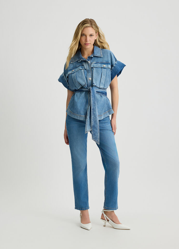 Cropped straight-leg jeans with belt stonewash denim Liu Jo - medium Cropped straight-leg jeans with belt stonewash denim Liu Jo - medium