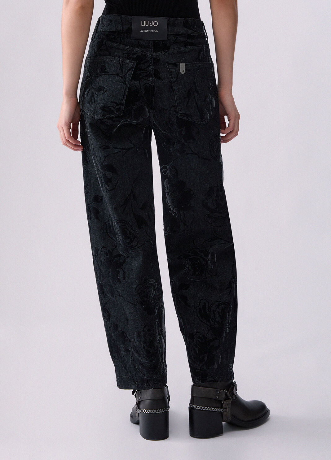 Pantaloni balloon con stampa floccata denim nero Liu Jo - large image number 1