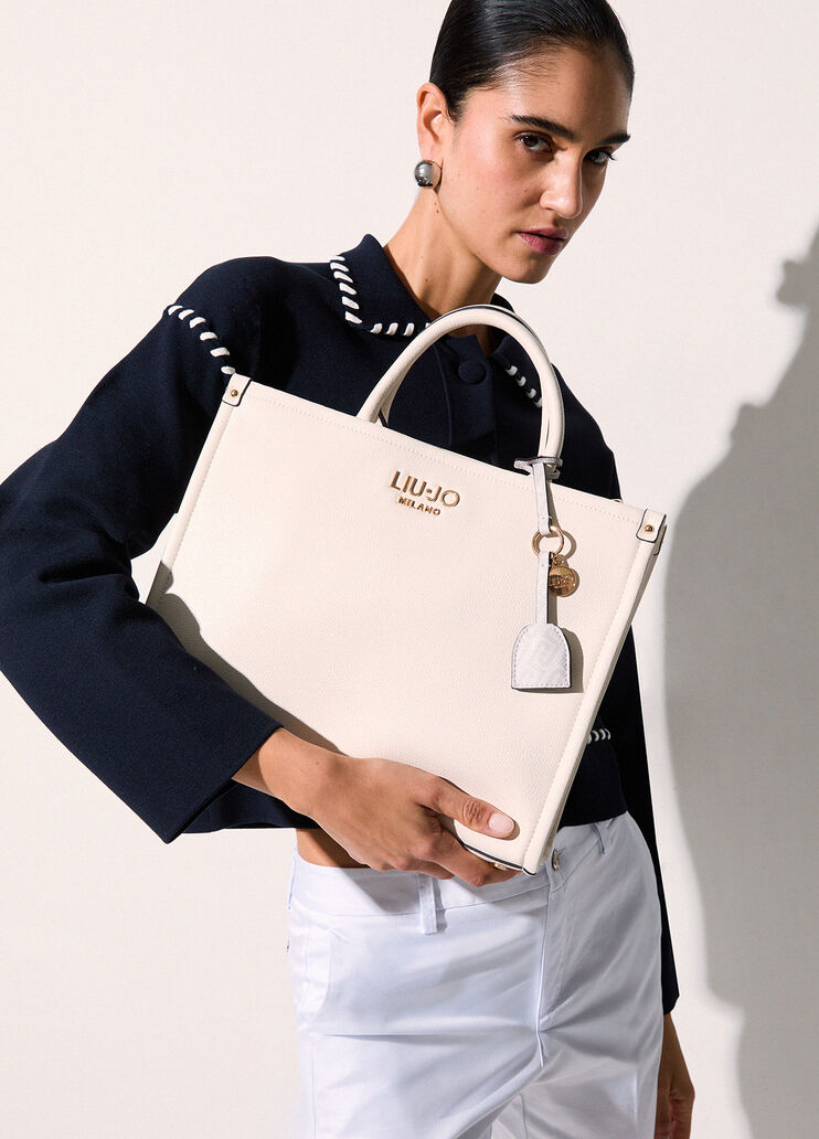 Sac &agrave; main format moyen avec charm cr&egrave;me Liu Jo - medium