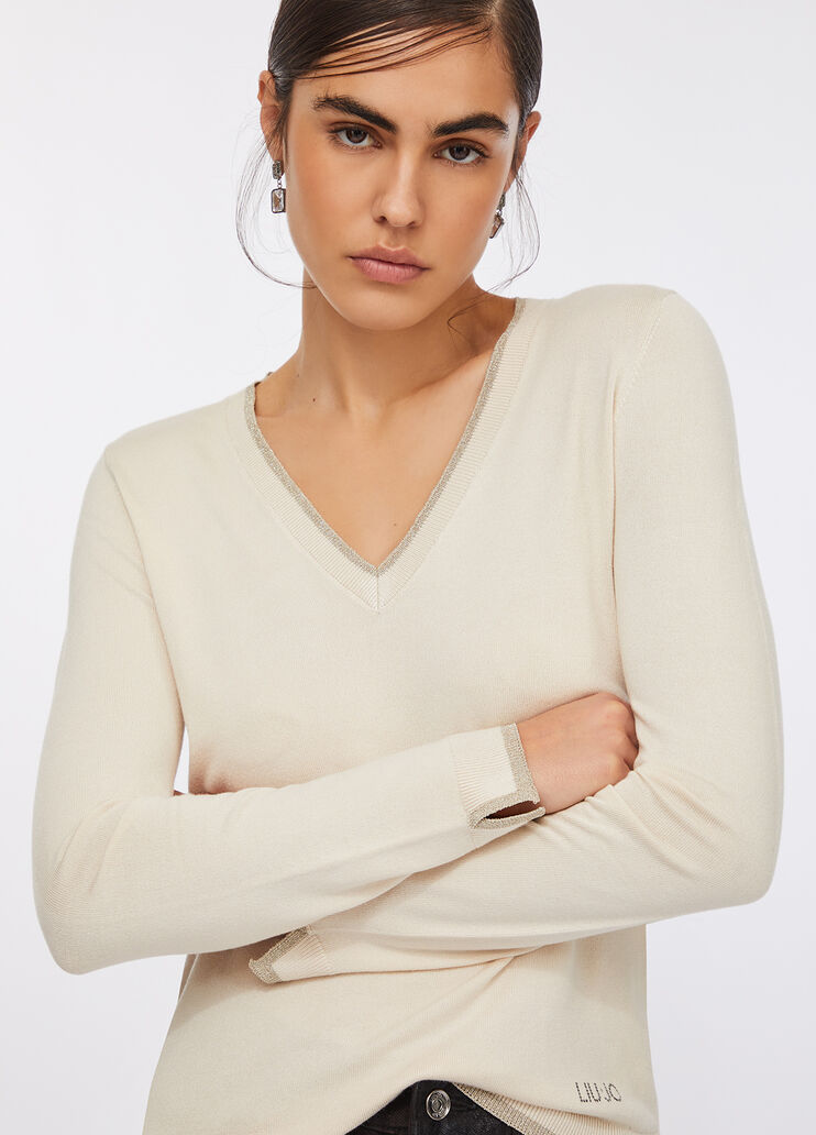 Pull à encolure en V beige clair Liu Jo - medium